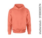 Small photo of Give a boost to your designing work by using this Front View Luxurious Men Hoodie Mockup In Camellia Orange Color Without Drawcords, It will astonishing