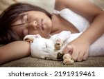 Kid Sleep With Puppy Dog In...