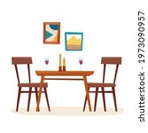 dining table in kitchen with... | Shutterstock .eps vector #1973090957