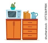 kitchen furniture with... | Shutterstock .eps vector #1973369984