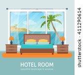 hotel room with beach and sea... | Shutterstock .eps vector #411290614