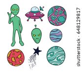 doodle space elements with... | Shutterstock .eps vector #648129817