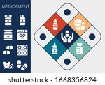 medicament icon set. 13 filled... | Shutterstock .eps vector #1668356824