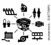 Car Engine Parts Icons 