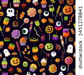 halloween sweets pattern.vector ... | Shutterstock .eps vector #1451278841