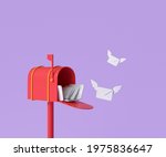 3d Red Mailbox With Flying...