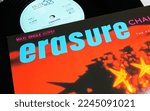 Small photo of Viersen, Germany - January 2. 2023: Closeup of isolated vinyl record cover of british erasure synth pop duo band