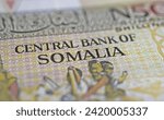 Small photo of Closeup of Central bank of Somalia Shilling banknote (focus on center)