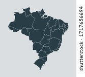 brazil map vector  isolated on... | Shutterstock .eps vector #1717656694