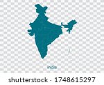 india map vector  isolated teal ... | Shutterstock .eps vector #1748615297