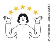 happy woman points to the stars.... | Shutterstock .eps vector #2060366567