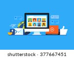 social media. flat design... | Shutterstock .eps vector #377667451