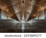 Interior Design Art Architecture name is PA SAN or Pasan Wooden Bridge, The memorial building landmark architecture for the origin of Chao Phraya River at Pak Nam Pho Located at the cape of Yom Island