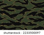 Raw technical camouflage repeat pattern in green and black