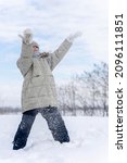 Funny Girl Throws Snow Up To...