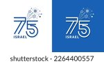 75rd Independence Day of Israel logo. Number 75 with fireworks, vector design