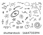hand drawn set elements  black... | Shutterstock .eps vector #1664733394