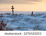 Snow Covered Cemetery In The...