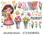 Cute Little Florist Girl And...
