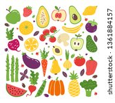doodle flat fruits and... | Shutterstock .eps vector #1361884157