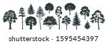 trees silhouettes. forest and... | Shutterstock . vector #1595454397