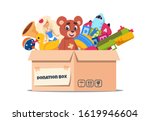 donation toy box. cardboard... | Shutterstock .eps vector #1619946604