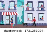 people in windows. persons on... | Shutterstock .eps vector #1721251024