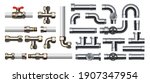 metal pipeline. realistic... | Shutterstock .eps vector #1907347954