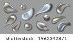realistic metal drops. 3d... | Shutterstock .eps vector #1962342871