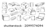 box and package sketch. hand... | Shutterstock .eps vector #2099574094