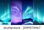 aurora posters. realistic... | Shutterstock .eps vector #2099574967