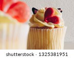 tasty pink heart cupcake on... | Shutterstock . vector #1325381951