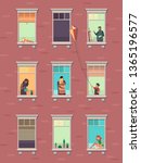 windows with people. opened... | Shutterstock . vector #1365196577