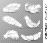 Realistic White Feathers. Birds ...