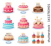cartoon cakes. colorful... | Shutterstock .eps vector #1613783401
