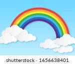 paper rainbow. clouds and... | Shutterstock .eps vector #1656638401