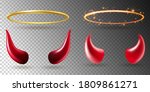 angel rings and devil horns.... | Shutterstock .eps vector #1809861271