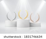 winner pedestal with laurel.... | Shutterstock .eps vector #1831746634