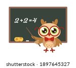 School Owl Near Blackboard....