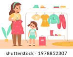 kids clothing store. girl with... | Shutterstock .eps vector #1978852307
