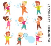 soap bubbles show. kids blow... | Shutterstock .eps vector #1998452717