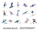winter sports skating. skiers... | Shutterstock .eps vector #2019396047