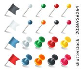 pins tacks flags. pointer... | Shutterstock .eps vector #2036936264