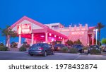 Small photo of Las Vegas, NV, USA 5-22-2021: Larry Flyntâ€™s Hustler Club where Covid vaccines were issued by SNHD. This exotic strip club is the most visited location in Las Vegas. Captured on its parking lot.