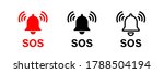 SOS bell icon. Vector isolated emergency alarm help sign symbol. SOS signal. Stock vector. EPS 10
