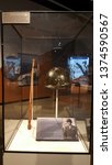 Small photo of May 27, 2016, Fort Knox, KY, General George Patton Helmet and Baton on display at the General George Patton Museum
