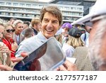 Small photo of SILVERSTONE, UNITED KINGDOM - July 03, 2022: Tom Cruise at round 10 of the 2022 FIA Formula 1 championship taking place at the Silverstone Circuit in Silverstone United Kingdom