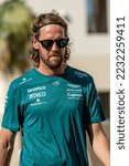 Small photo of ABU DHABI, UNITED ARAB EMIRATES - November 17, 2022: Sebastian Vettel, from Germany competes for Aston Martin F1 . The build up, round 22 of the 2022 F1 championship.