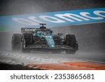 Small photo of ZANDVOORT, NETHERLANDS - August 27, 2023: Lance Stroll, from The Canada competes for Aston Martin F1. Race day for the 2023 Formula 1 Dutch Grand Prix