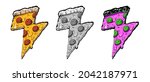 set of thunder cheesy pizza... | Shutterstock .eps vector #2042187971